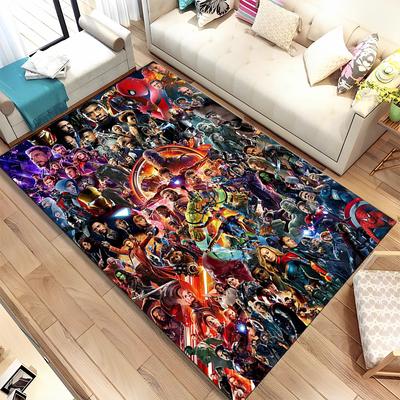 Alfombra de Dibujos Animados HD Marvel Vengadores Spiderman para Hogar Sala de Estar Dormitorio Sofá Felpudo Decoración, Alfombra Infantil Antideslizante