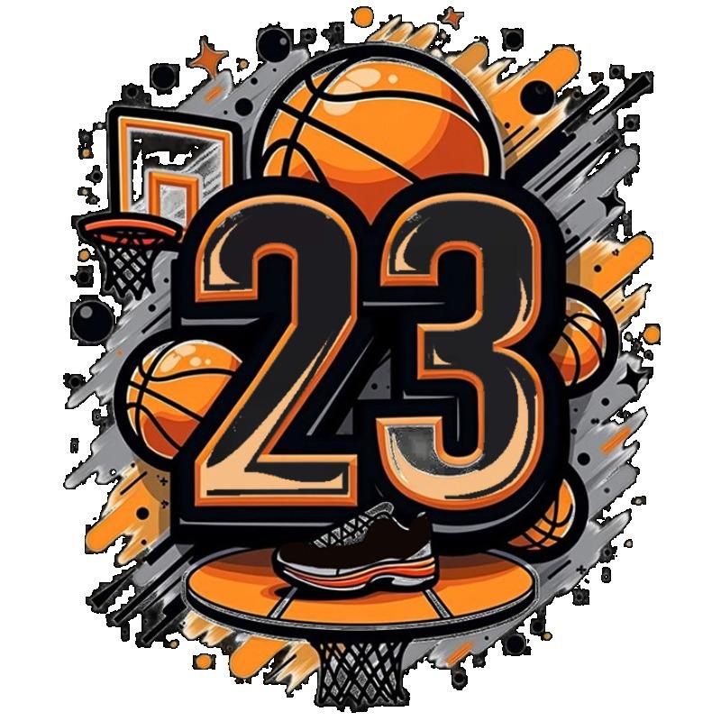 Basketball T-Shirt Black Number 23 Basketball and Hoop Graphic for Sports Fans and Casual Wear