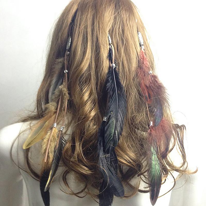 Feder Haarspange Leder Naturfeder Haarspange Kopfbedeckung Retro Feder Haar Accessoire Indische Huhn Haarspange Ethno Stil