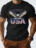 Herren 100% Baumwolle USA Adler Grafik T-Shirt - Patriotisches Weißes Kurzarm-T-Shirt w Unisex T-Shirt