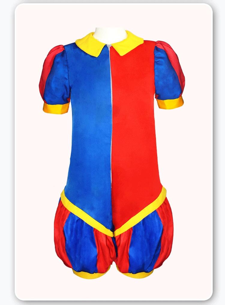 Cosplay kostým Pomni z cirkusu s kloboukem a rukavicemi Halloweenské kostýmy Karnevalové oblečení (VELIKOST 110cm-190cm)