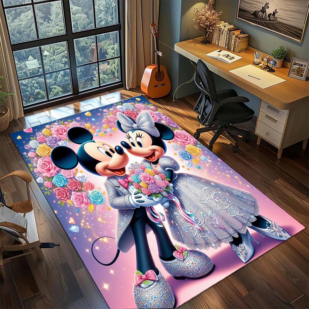 Mickey & Minnie: Retro Pop Rug Carpet Large Area Rug Non Slip Washable Floor Mat Gamer Room Bedroom Home Decor