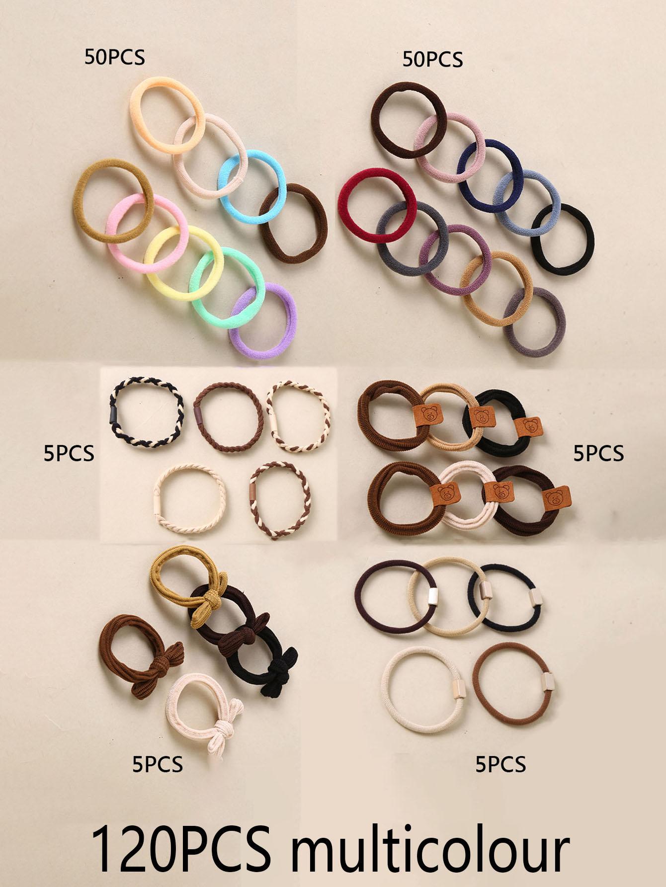 

120 шт./набор детских нейлоновых резинок для волос конфетного цвета, цвета хаки, Базовый курс, резинка для волос, подходящая для ношения в хвостике, модная One Size