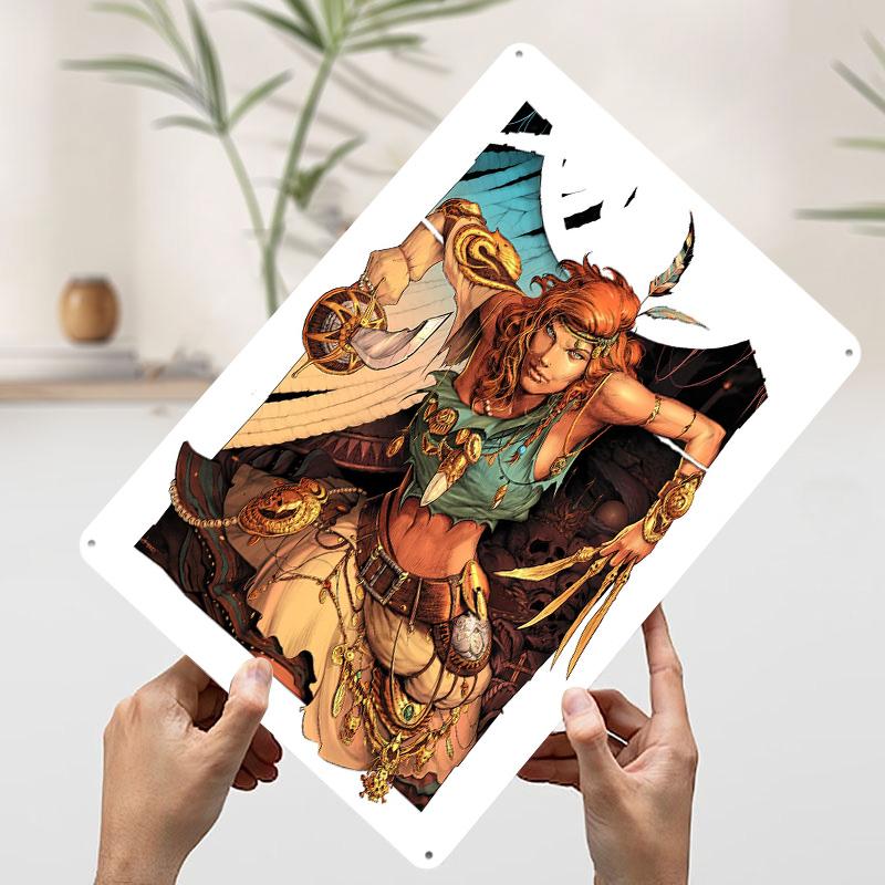 

Pirate Girl Comics Dark Fantasy Plunder Poster Customized Wall Art Vintage Metal Signs Retro Tin Plaque for Man Cave Wand Deko 7.9x11.8In(20x30cm)