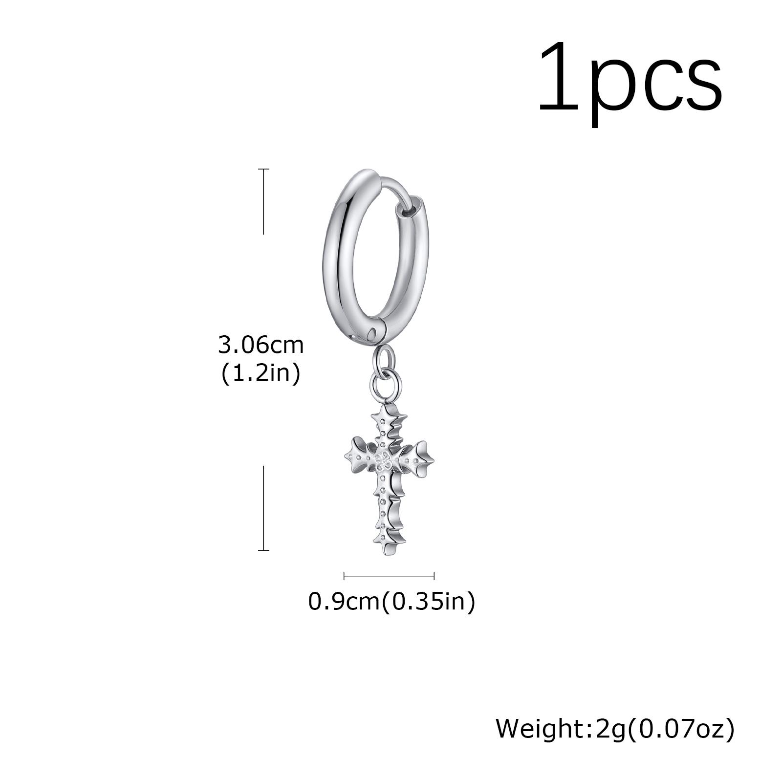 

Punk Gothic Thorn Cross Pendant Hoop Earrings, Cool Hip Hop Stainless Steel Drop Earrings, Fashion Daily Party Jewelry for Men