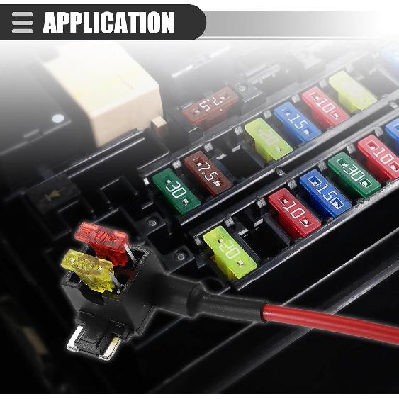 Motoforti Universal Add a Circuit 12V Low Profile Mini Fuse Tap Holder Adapter with 2pcs 10A 20A APS Blade Type Fuse, Plastic, Blue, 1 Set