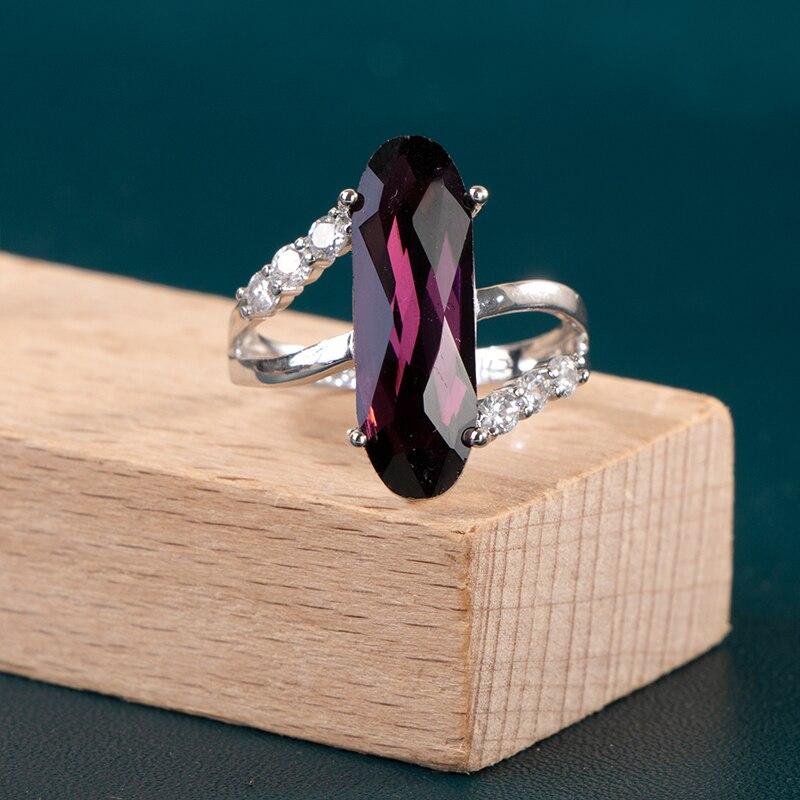 POMOiii Fashion Oval Cubic Zircon Crystal Wedding Rings For Women Luxury Purple Color Engagement Proposal Ring Fashion Jewelry