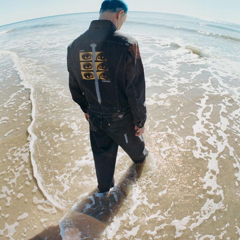 Levis SS25 35th Anniversary Collection Letter Embroidery Eye Pattern Printed Button Multi-Pocket Jacket Men Jacket Black 001YW0000