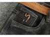 Men's Dark Grey Slim Straight Distressed Jeans with Belt