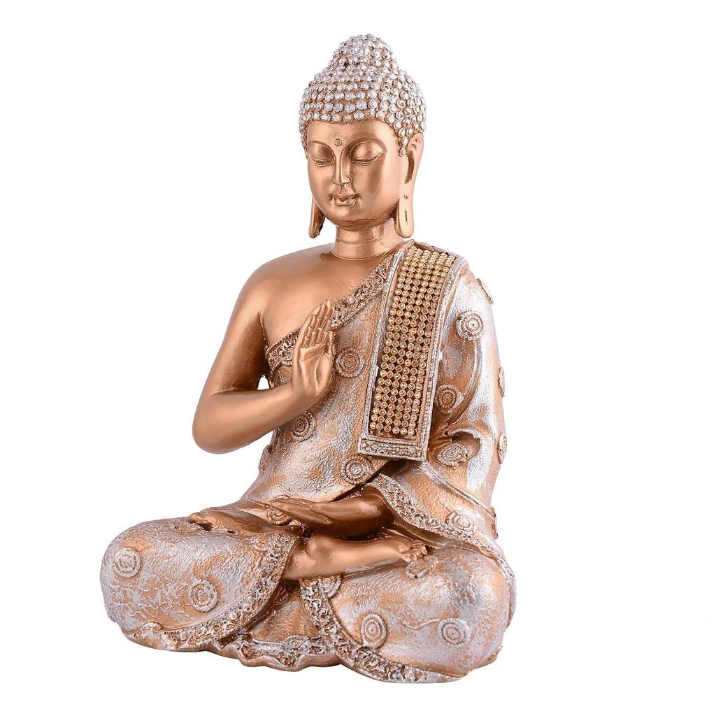 Peça de Exibição Samadhi Buda para Decoração de Casa e Escritório Item de Presente(11 polegadas Dourado & Prateado), Religioso