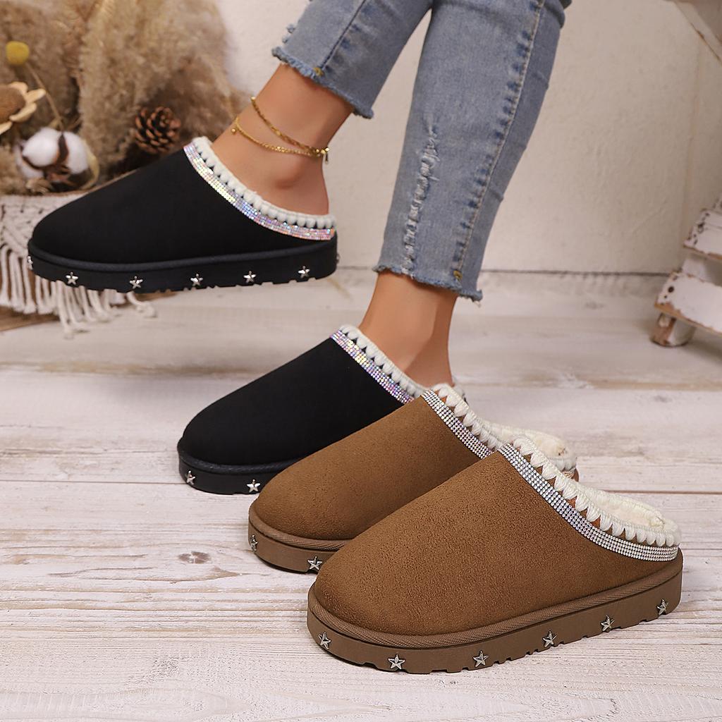 2025 Platform Fluffy Slippers Women House Fashion Winter Shoes Ladies Home Elegant Casual Large Size Women Slippers Slides Women