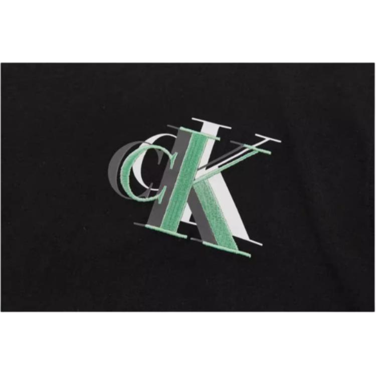 Calvin Klein Fashion Contrast Lettering Loose Cool Round Neck Short Sleeve T-Shirt Unisex Tops Space-Black J323207-BEH