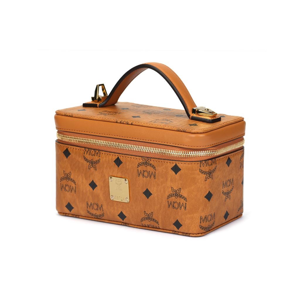 MCM Monogram Classic Leather Makeup Bag Women Handbags Brown MWRAAVI01CO001