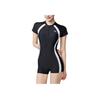 Comfortable Casual Color Block Round Neck One-Piece Swimsuit Women Swimsuit Black Pure-White 1824532465-5