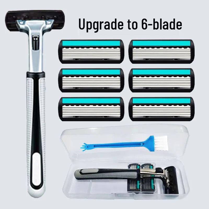 Gillette Six-Layer Manual Razor Blades for Beard Shaving - Old-Fashioned Shaving Style