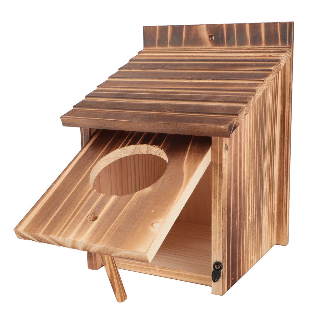 Bird House 6cm Hole Wooden Blue Bird Nesting Box with Perch for Outdoor Garden Balcony