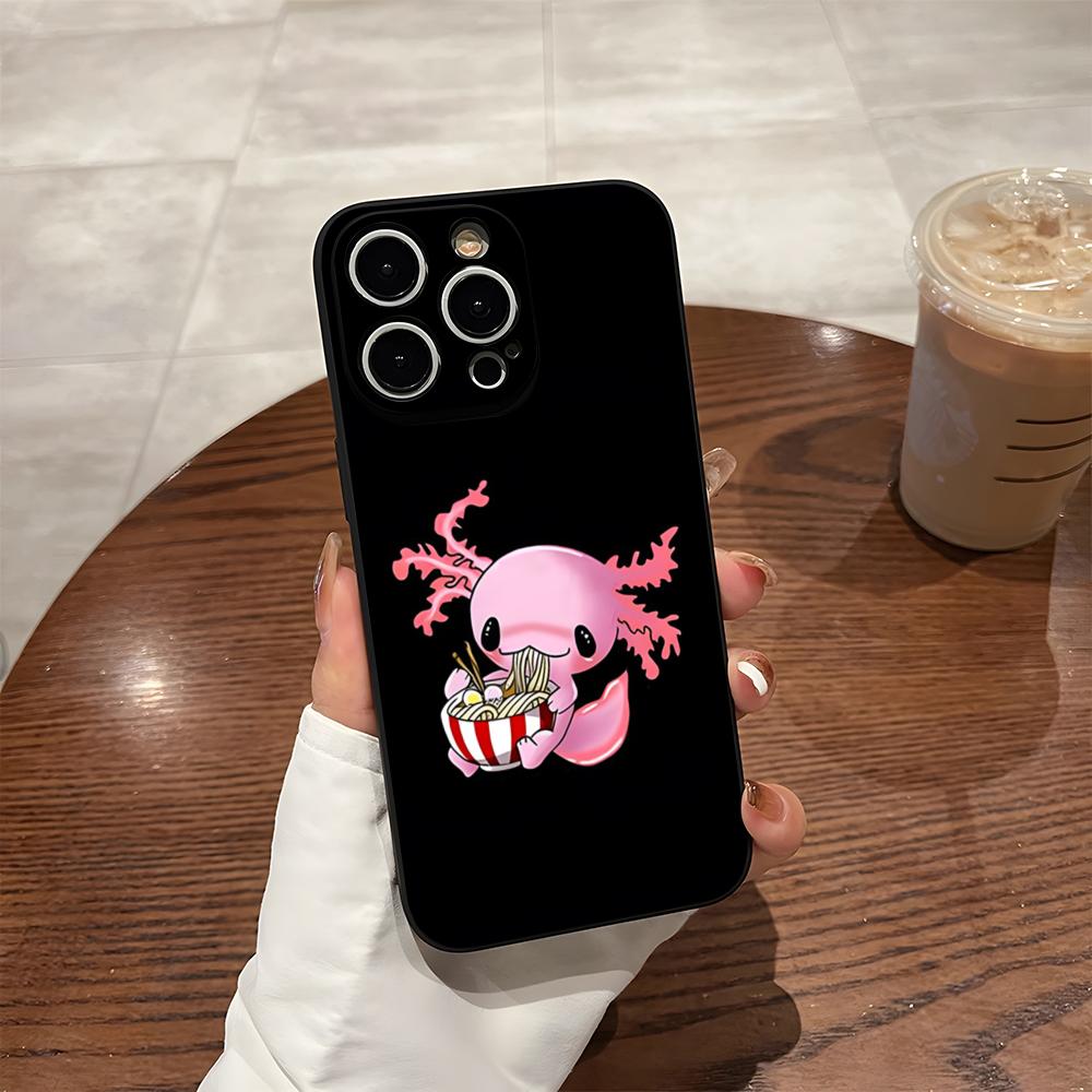 Axolotl And Ramen Phone Case For 17 Pro Max Iphone 14 Pro Max 12 16 15 13 Pro 11 Xr X Xs 8 7 Plus Back Cover
