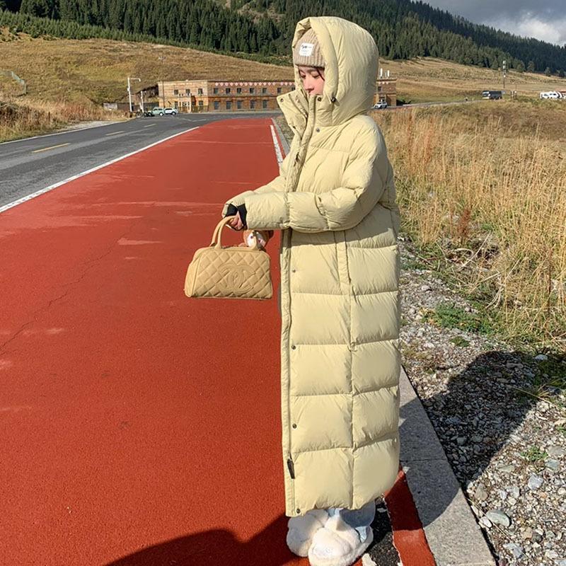 Super long knee down jacket women's white goose down winter 2025 Northeast extreme cold thickened warm big quilt jacket