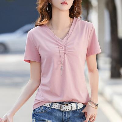 Tricou cu decolteu în V de vară pentru femei, sexy, cu mâneci scurte, vrac Za Topuri, tricou de primăvară, coreeană, pentru femei, mai multe dimensiuni.