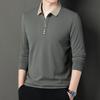 Herbst Neue Herren Herbst Langarm T-shirt Junge und Mittleren Alters Männer Lose Revers Einfarbig Polo Shirt Top Basis