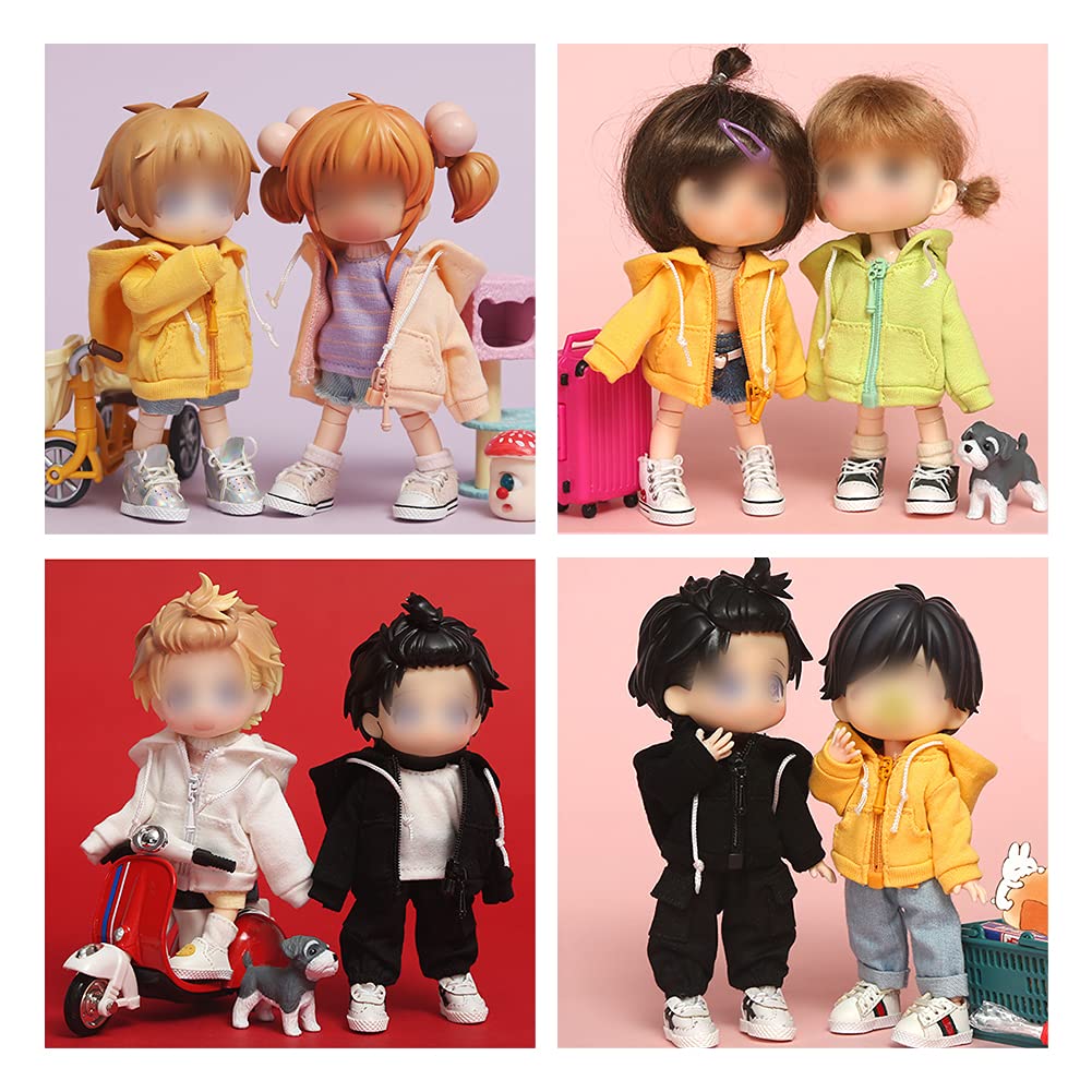 HIGHAWK Obitsu 11 OB11 Obitsu Doll 11cm Body Hoodie Doll Coat Loose Suit Costume Obitsu Body Kimono Nendoroid (Gray)