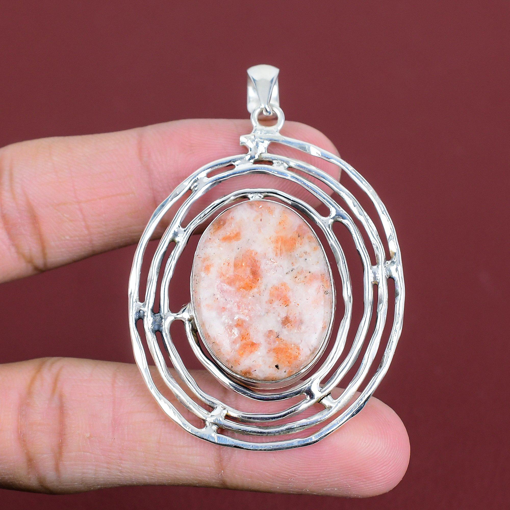 Sunstone Pendant Genuine Gemstone Pendant Antique Jewelry 925 Sterling Silver Pendant Handmade Dainty Pendant Sunstone Jewelry Gifts For Her