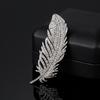 Brooch Feather Shape Rhinestone Decor Clothes Decoration Anti-Rust Anti-Oxidation Formal Occasion Lady Business Gift