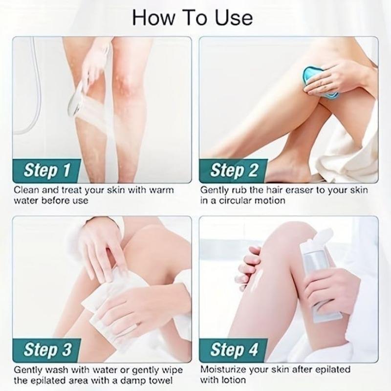 Crystal Hair Eraser - Removedor de pelos indolor para mulheres e homens, braços, pernas e costas, esfoliação suave portátil, reutilizável e lavável