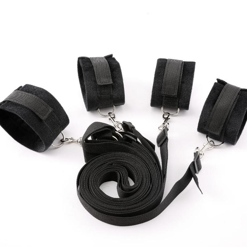 Bondage Restraint Set pro páry – Nastavitelná pouta na ruce a kotníky s popruhy na postel, Měkká SM pouta pro erotické hry pro dospělé