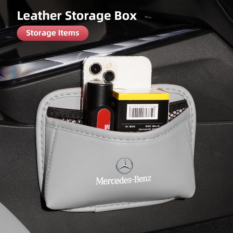 VFO1 Multi-functional Car Storage Box For Benz AMG A/B/C/E/S Class W203 W220 W211 Holder Leather Auto Door Side Case Backseat Bag