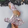 Fashion Plus Size 2025 Summer Women’s Open Toe Slippers Outdoor Casual Print Flat with Thong Sandal for Comfortable Daily Beach Slippers