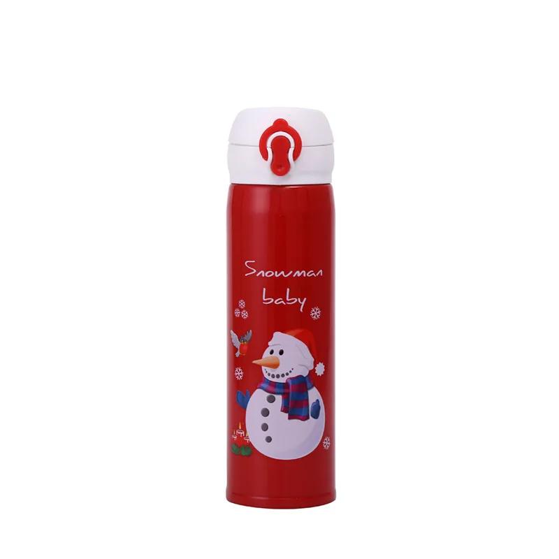 Stainless Steel Bouncing Straw Thermos Cup Vacuum Flask Insulated Water Bottles Christmas Elk Santa Cups Gifts for Kid Drinkware