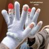 Winter Snowman Knitted Touchscreen Gloves: Warm, Thick, Full-Finger for Cold Weather