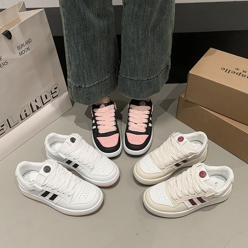 Board shoes casual board shoes Korean version ins flat heel women's shoes youth sports shoes spring versatile student lace-up white shoes