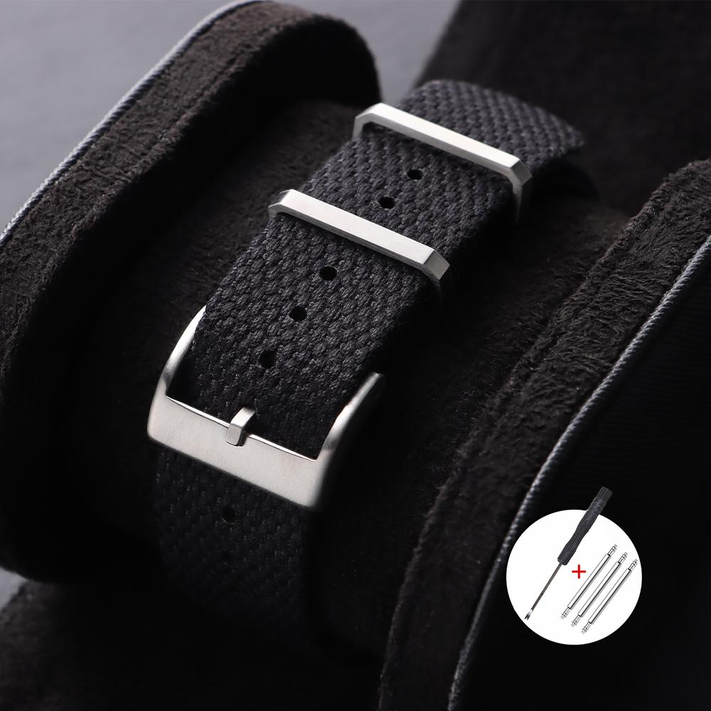 20mm 22mm Geripptes Nylon-Uhrenarmband Bequeme Armbänder Schlaufe Militärisch Waschbares Armband für Herren Uhrenarmbänder Uhrenzubehör