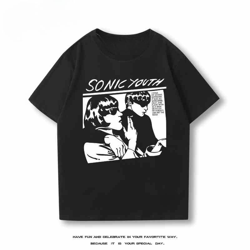 2025 Ny Sonic Youth Kortärmad T-shirt Herr- och Dam Bomull Vår och Sommar Ny Rockbandstopp Halv Ärm Streetwear