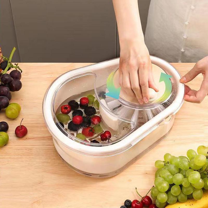 Vegetable Washer Spinner Manual Fruit Washer Vegetable Spinner Labor-Saving Food Colander Effective Cleaning for Berries Fruits