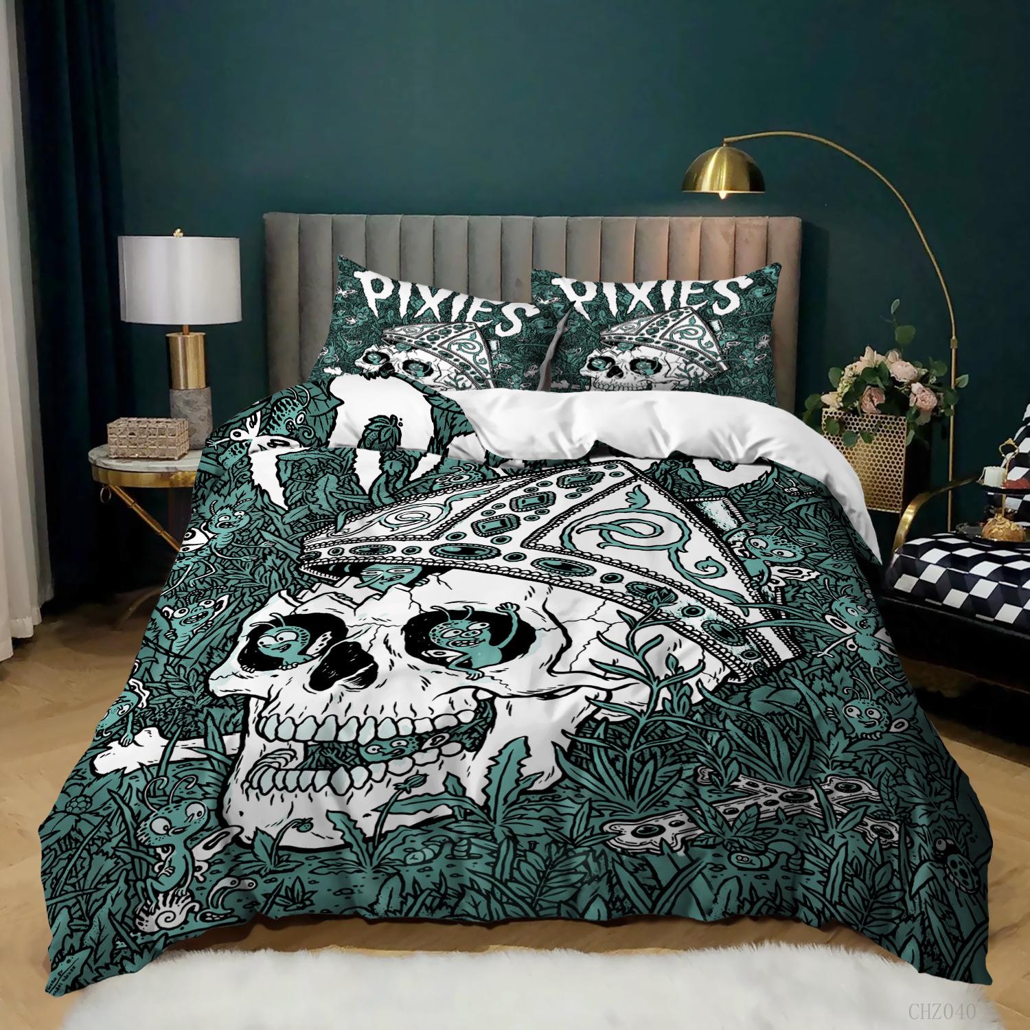 

Skull Bedding Set Halloween King Duvet Cover Set Kid,twin Full Queen Bedroom Set All Saints Day Home Textile Housse De Couette (135x200cm)