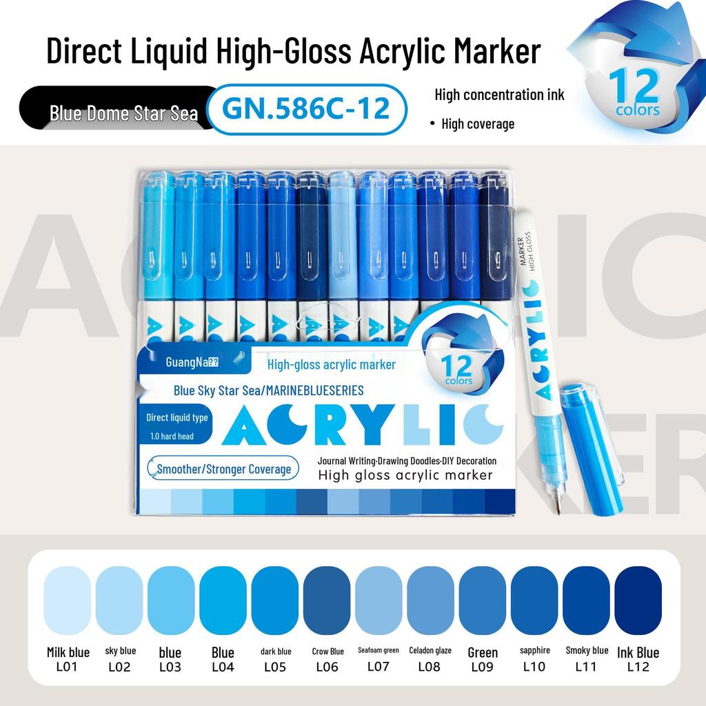 Guangna 586 Large Capacity Acrylic Paint Marker – Bleedproof, Layerable, High Gloss for DIY Projects