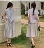 Short Sleeve Plain Gauze L Striped [BdeSYT] Women's Shirt, Top, T-Shirt, 100% Cotton, Blouse, Simple, Breathable, Thin, Soft, Comfortable, Casual,