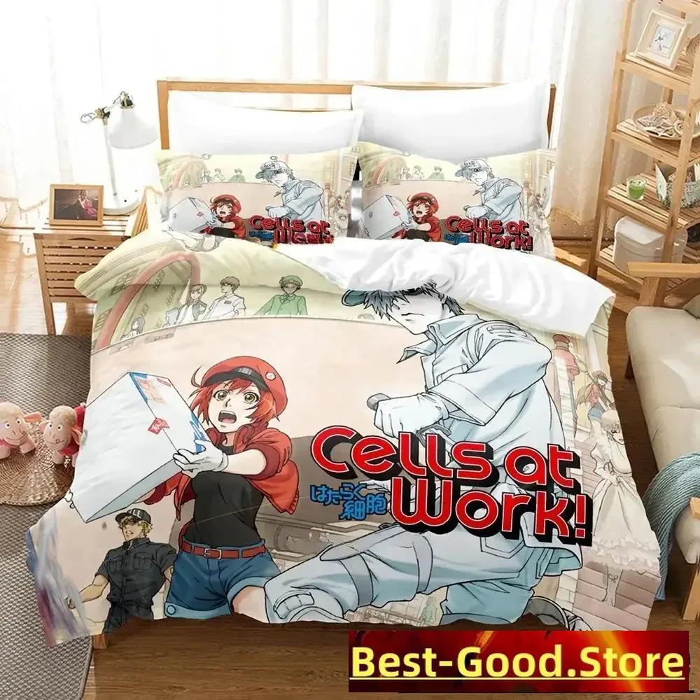 2024 Cells At Work Sängkläder Set Enkelt Twin Full Queen King Size Sängset Vuxen Barn Sovrum Påslakan Set 3D-tryck Anime Sängset