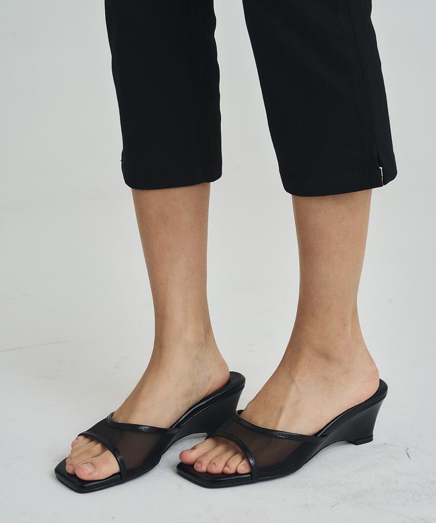 Phase Moon Veil Mesh Summer Wedge Sandals (5Cm)