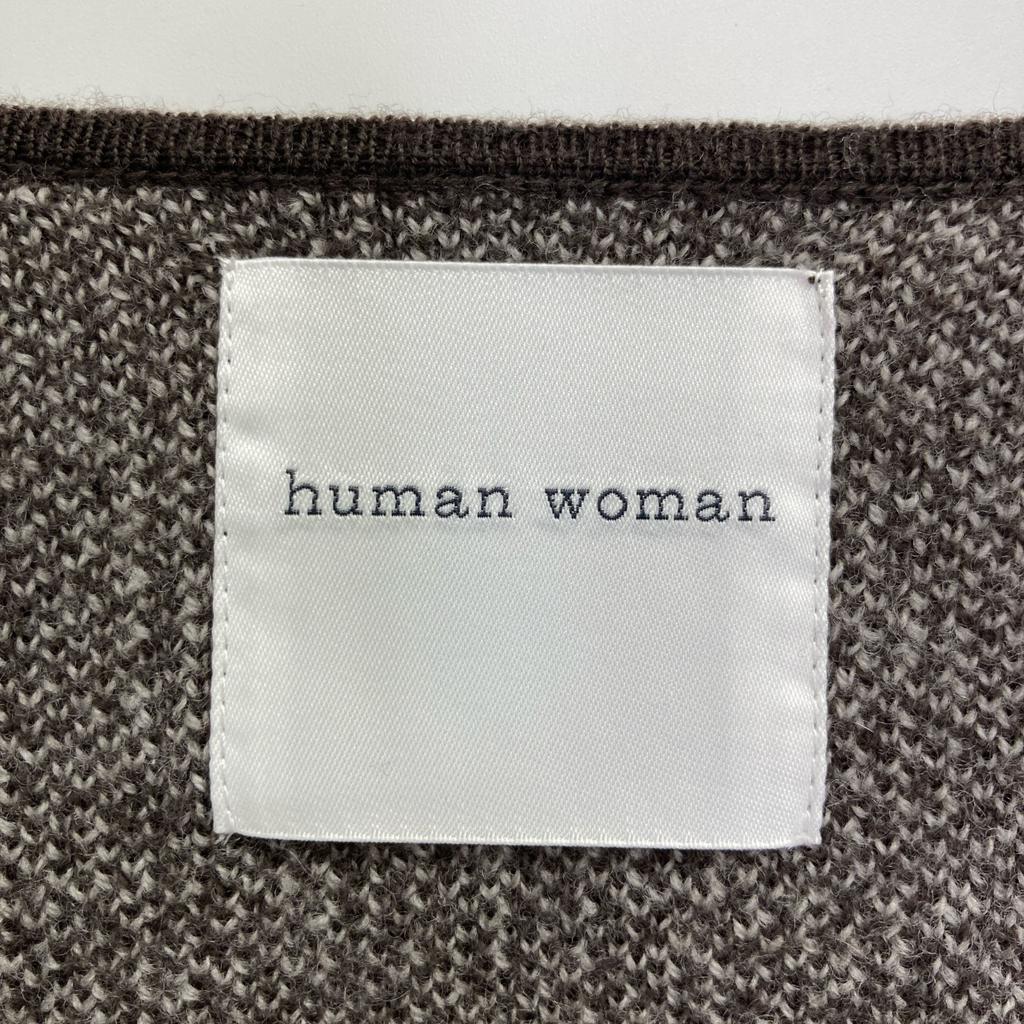 HUMAN WOMAN 077-2270024 Brown Herringbone Jacquard Collarless Coat Coat M BrownUsed