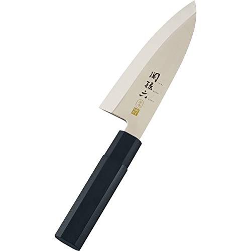 Kai Seki Magoroku Kinju Stainless Steel Left-Handed 4-Piece Japanese Knife Set: Deba 150mm, Sashimi 210mm, Sharpener, and Dishcloth