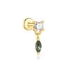 CANNER 1PC Natural Water Grass Horse Eye Zircon 925 Silver Piercing Earrings For Women Ins Simple Green Moss Earring