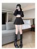 Women's High Waist Suede Pleated A-line Skort - Autumn/Winter Casual Slimming Leather-Look Anti-Exposure Design