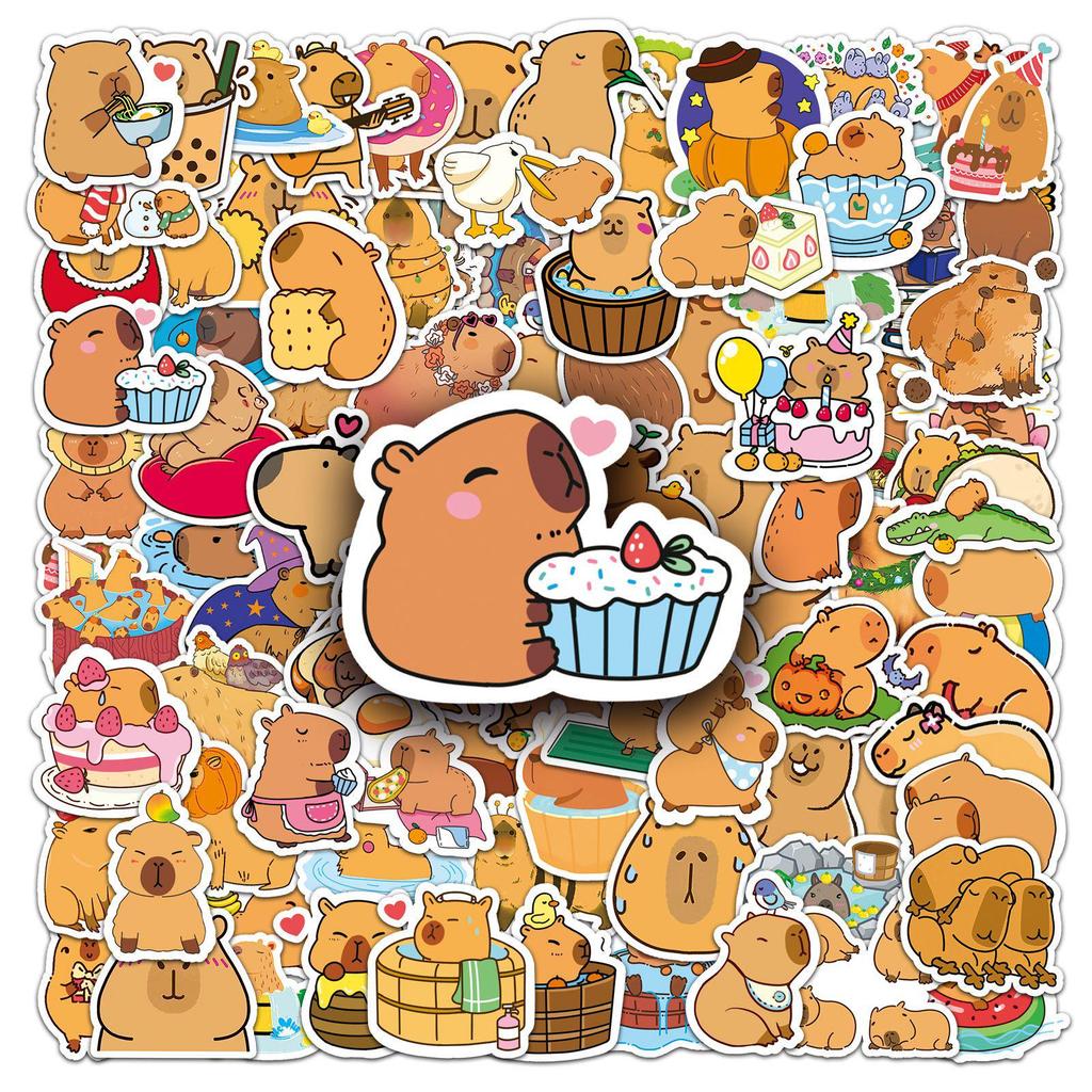 100 Capybara Cartoon Stickers - Cute, Creative, Waterproof Decor for DIY Phone Cases & Laptops