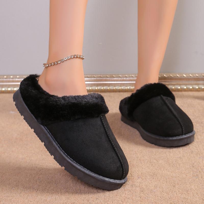 New Women's Fleece Cotton Slippers for Indoor Warmth In Autumn and Winter. Furry, One Step on The Shoes