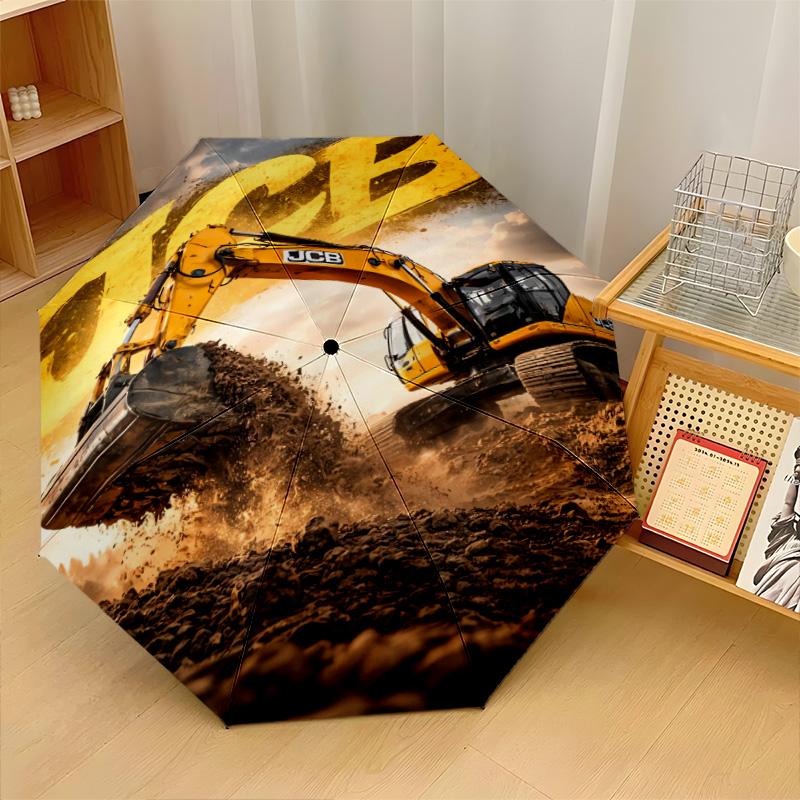 JCB Print 8?Ombrello Pieghevole Automatico con Stecche Resistente al Vento Leggero per Viaggi all'Aperto