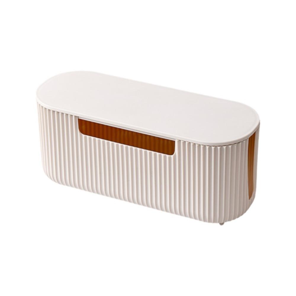 Dustproof Power Strip Storage Box With Lid Power Strip Organizer Socket Storage Box Desktop Beige PP Lid